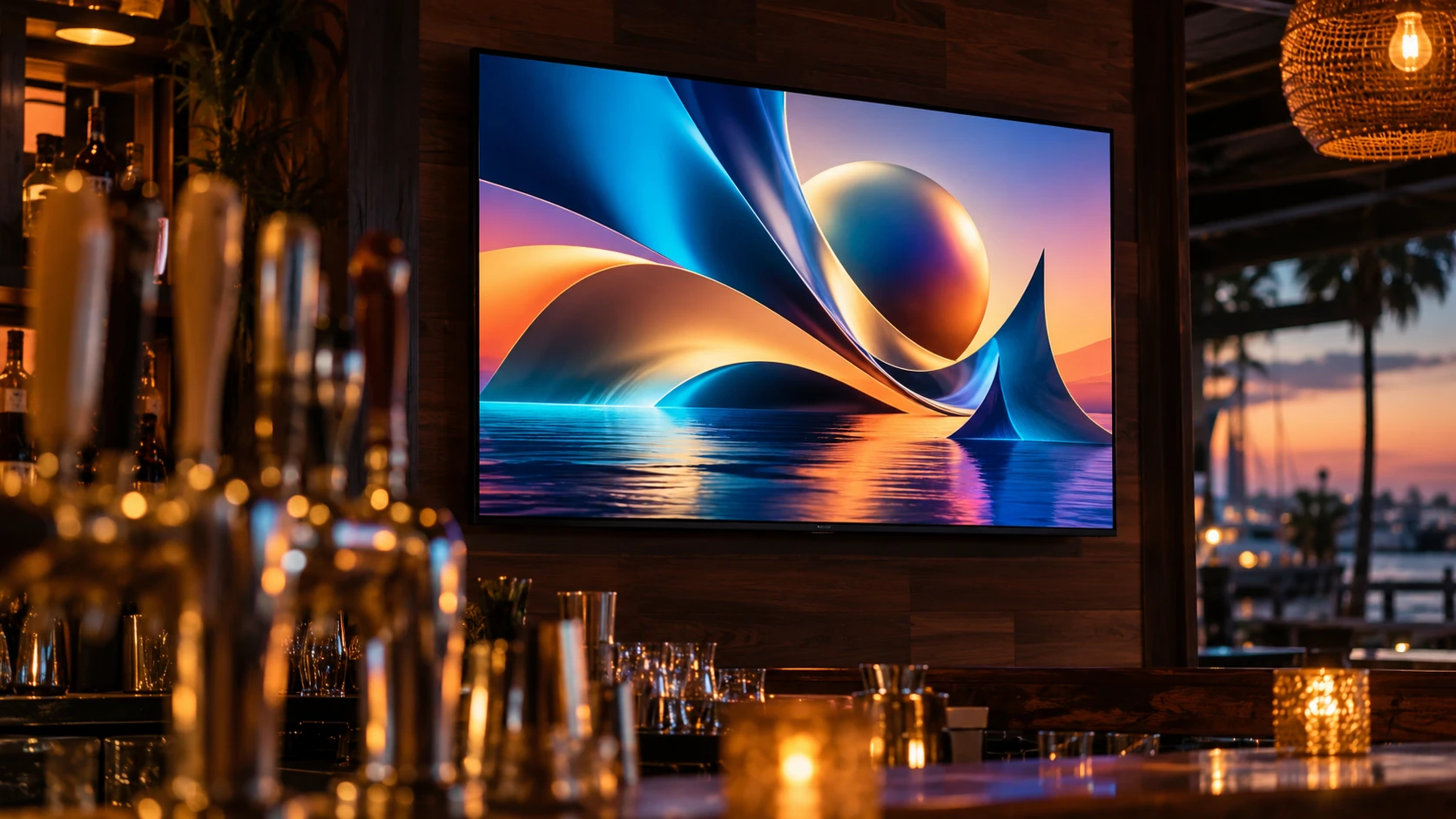 A Streaming Network screen playing inside a Coastal Bend venue