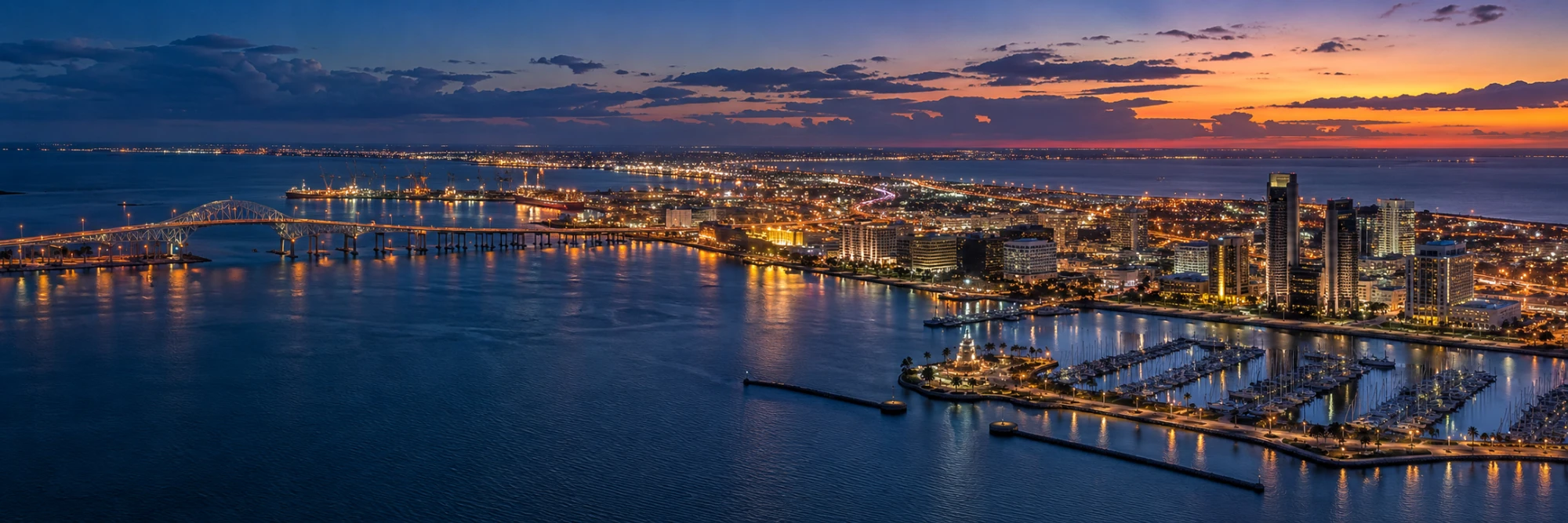 The Coastal Bend at dusk