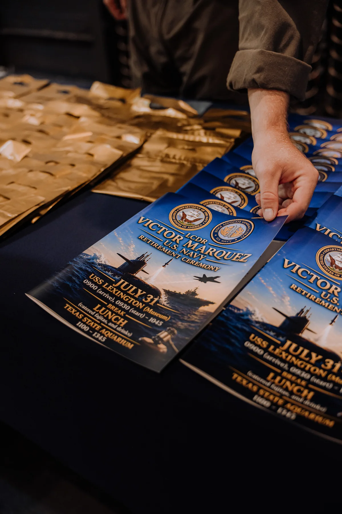 Printed ceremony programs arranged for attendees